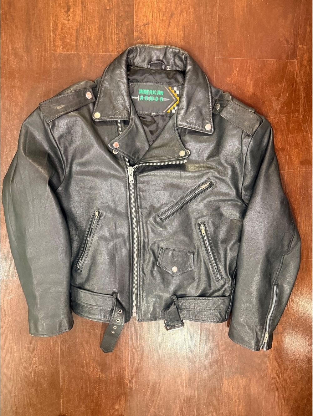 Vintage American Armor Black Leather Motorcycle Biker Perfecto Jacket Men’s M